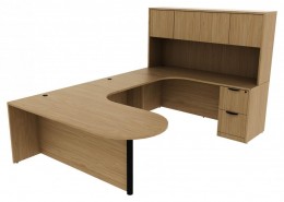 U Shaped Peninsula Desk with Hutch - PL Laminate