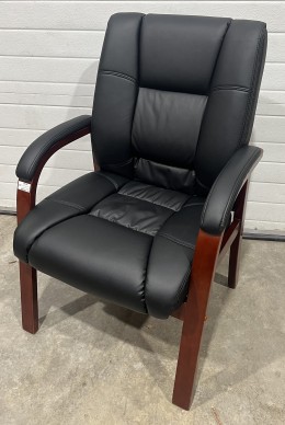 Midback Vinyl Chair with Wood Frame and Legs