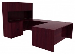 U Shaped Desk with Hutch - Commerce Laminate