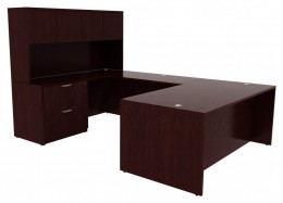 U Shaped Desk with Hutch - Commerce Laminate