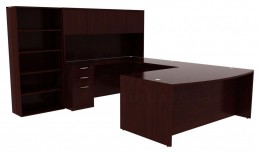 Bow Front U Shape Desk with Storage - Commerce Laminate