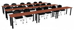 Three Rows of Training Tables - Round Legs - PL Laminate