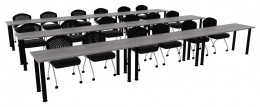 Three Rows of Training Tables - Round Legs - PL Laminate