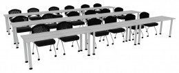 Three Rows of Training Tables - Round Legs - PL Laminate