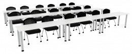 Three Rows of Training Tables - Round Legs - PL Laminate