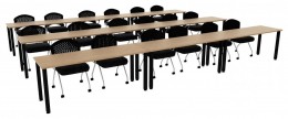 Three Rows of Training Tables - Square Legs - PL Laminate