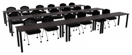 Three Rows of Training Tables - Square Legs - PL Laminate