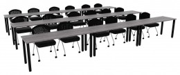 Three Rows of Training Tables - Square Legs - PL Laminate