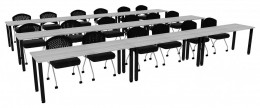 Three Rows of Training Tables - Square Legs - PL Laminate