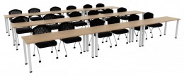 Three Rows of Training Tables - Square Legs - PL Laminate