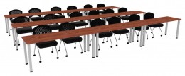 Three Rows of Training Tables - Square Legs - PL Laminate