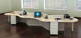 Off White 5 Person Desk Pod